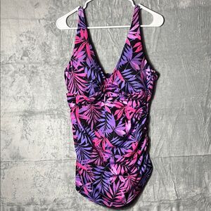 Kim Gravel Swimsuits for All Pinks Floral Ruched One Piece Swimsuit Size 16